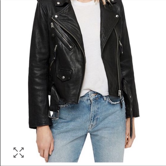 All Saints Leather Motorcycle Jacket with silver hardware - Picture 1 of 8